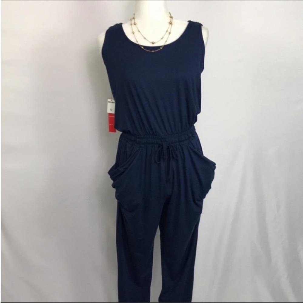 Hot Kiss Women's  Sleeveless Banded Jumpsuit Navy Size M